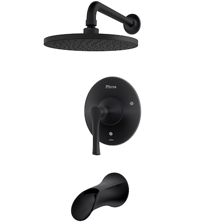 Pfister Tub and Shower Trim, 3, Wall, Matte Black LG89-8RHB